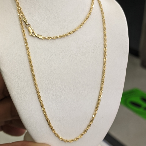 10kt Real Gold Rope Chain 1.8 mm 22 inch